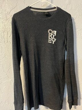 Oakley Dark Gray Long Sleeve Tee with White Logo